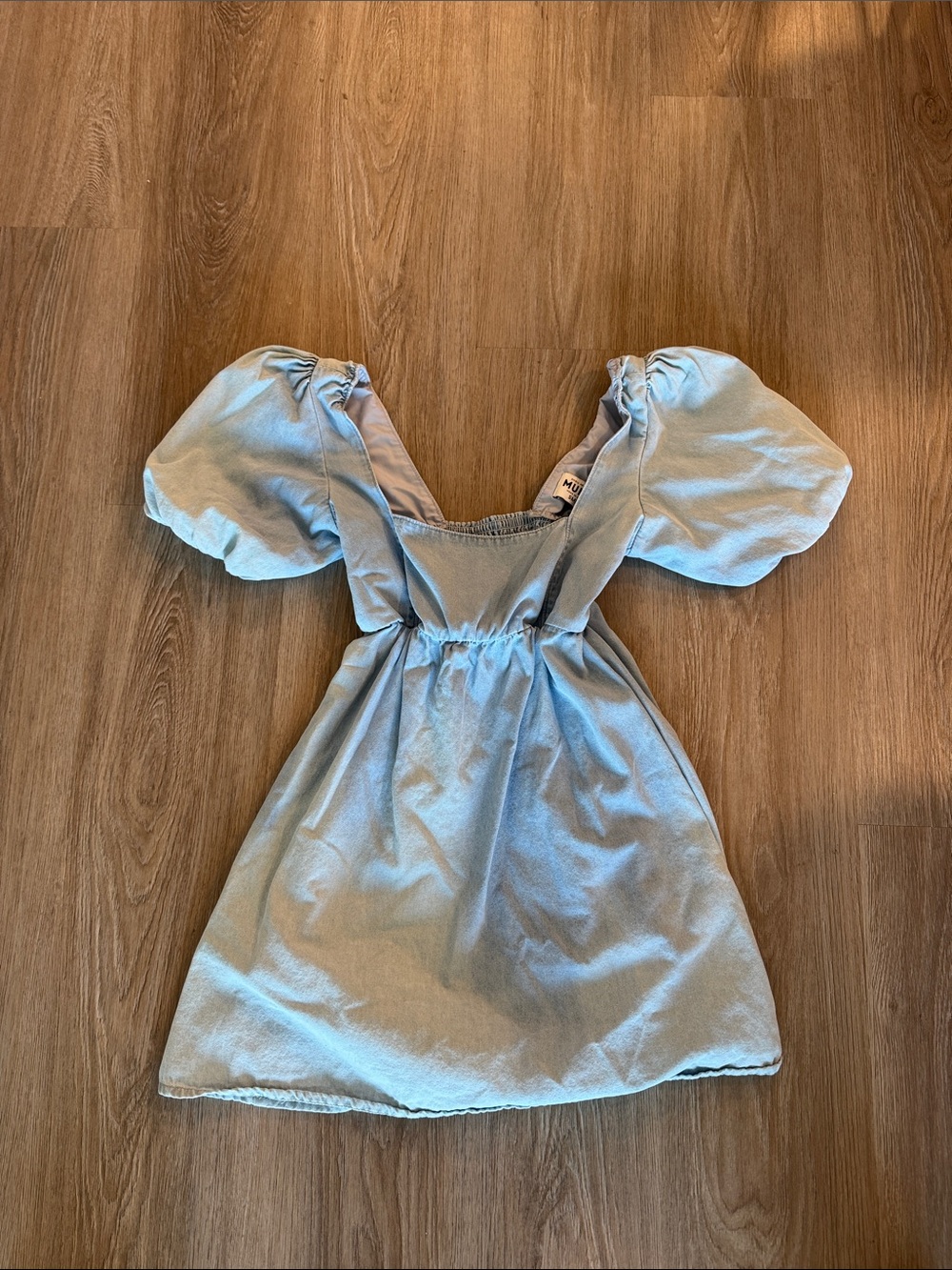 Show Me Your MuMu Light Blue Puff Sleeve Mini Dress - Picture 2 of 4